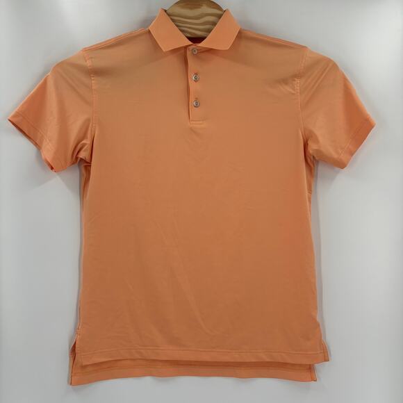 Peter Millar Summer Comfort Mens Small Solid Orange Short Sleeve Golf Polo Shirt - Picture 5 of 6